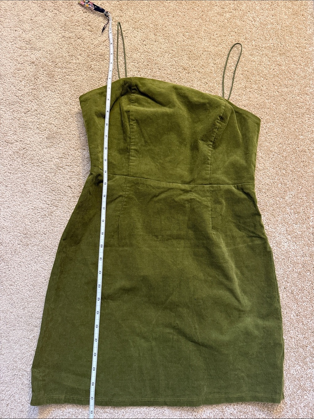 Urban Outfitters UO Colette Corduroy Mini Dress Olive Green Spaghetti Strap US 6 - Picture 11 of 13